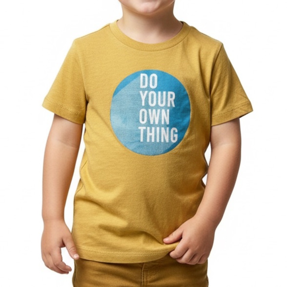 Fabkids T-Shirt Boys Size 4T/ 5T Yellow Short Sleeve Graphic Shirt Cotton